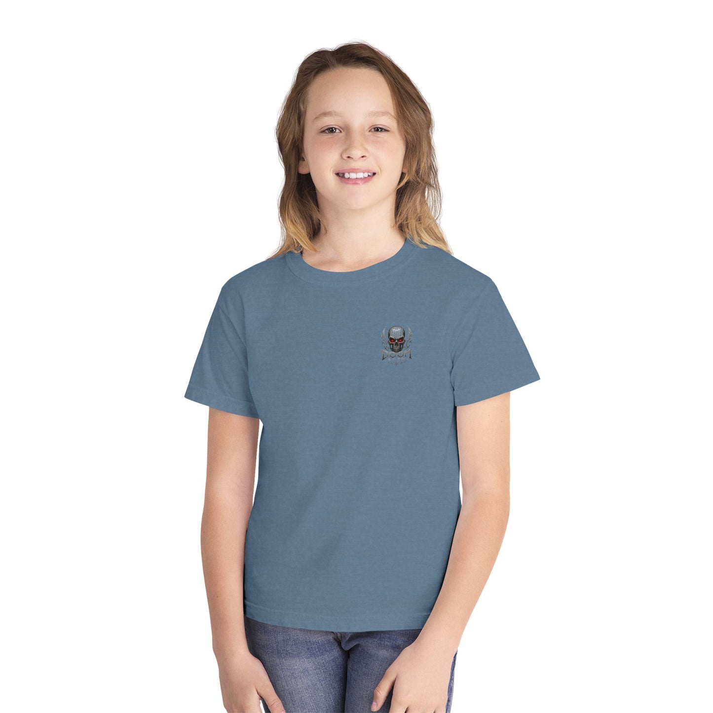 Youth Tee — Doom Brew Graphic Chest Print, Casual Kids Shirt