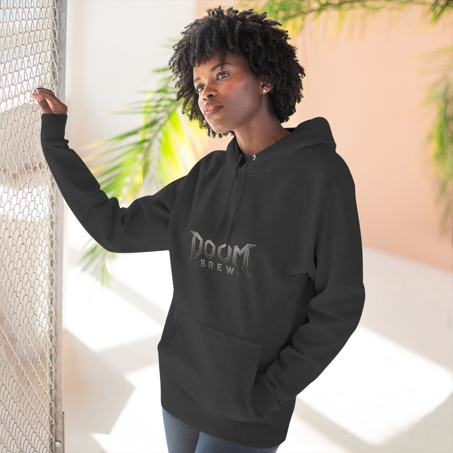 Doom Brew Hoodie — Gothic Logo Fleece Pullover
