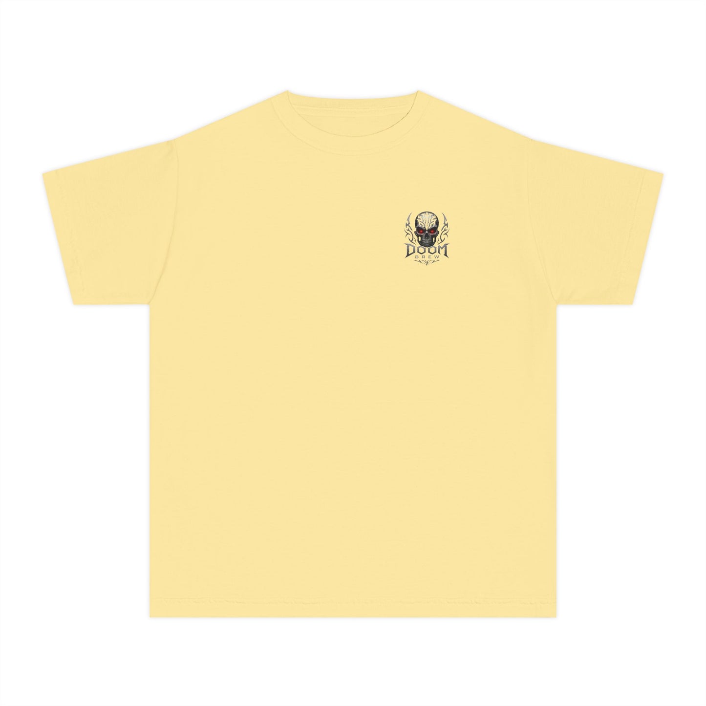 Youth Tee — Doom Brew Graphic Chest Print, Casual Kids Shirt