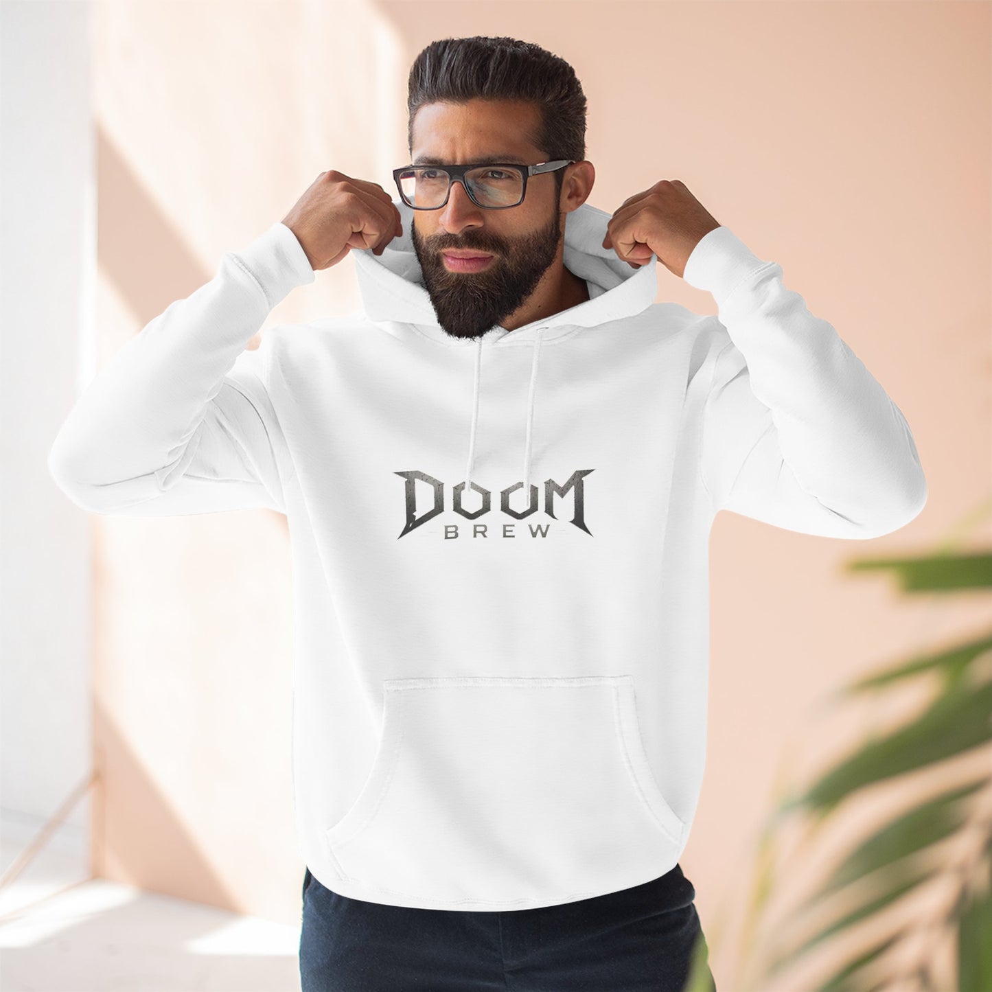 Doom Brew Hoodie — Gothic Logo Fleece Pullover