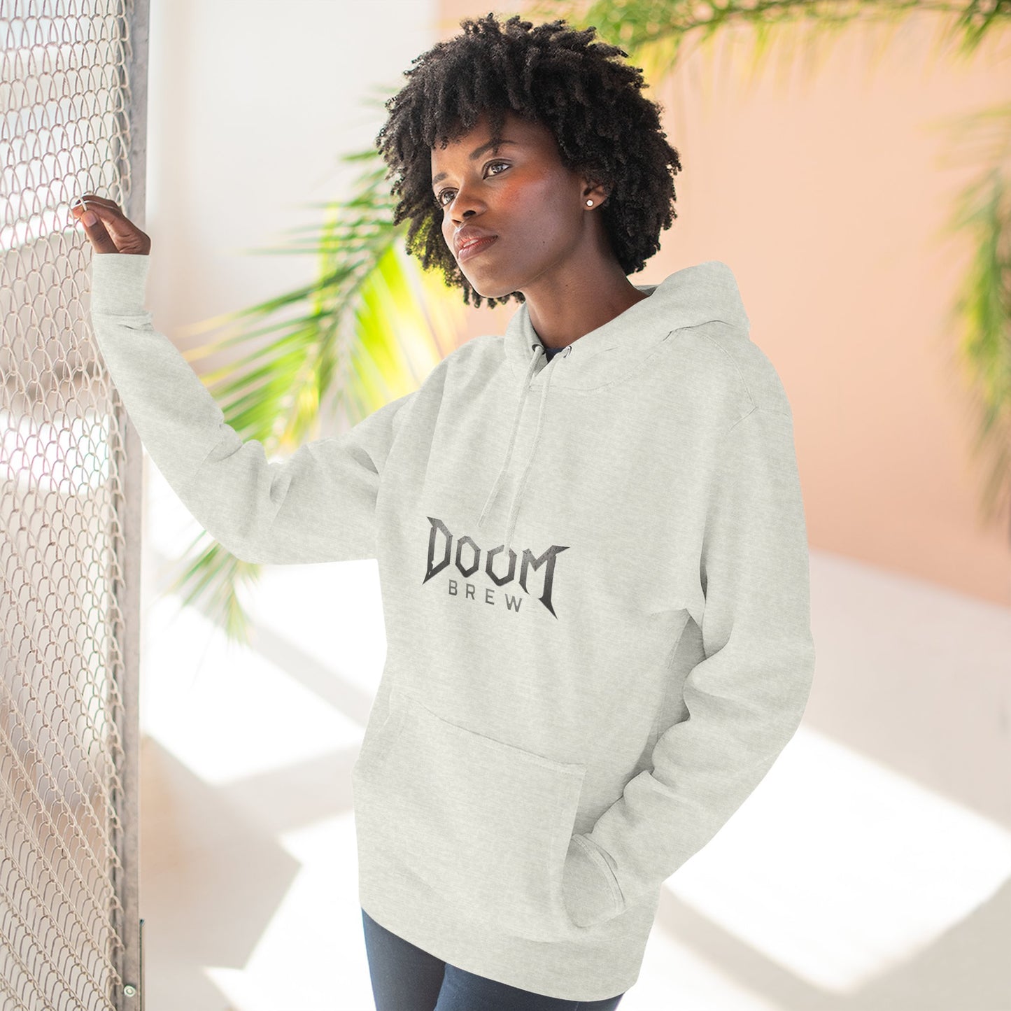 Doom Brew Hoodie — Gothic Logo Fleece Pullover