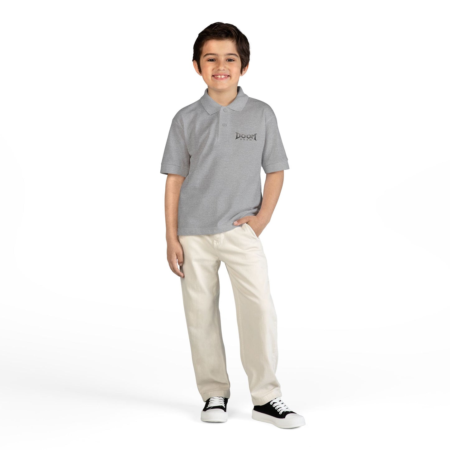 Youth Polo — 'Doom Brew' Logo Kids Jersey Polo Shirt